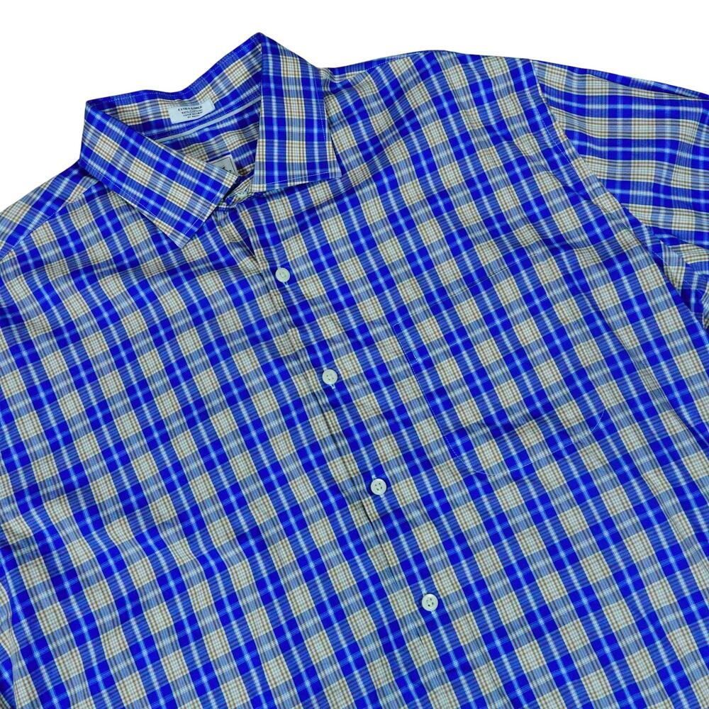 Peter Millar Blue Plaid Check Button Up Long Sleeve Business Casual Shirt XL